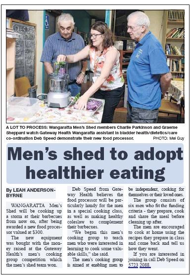 Wangaratta Chronicle article about the Men's shed adopting healthier eating